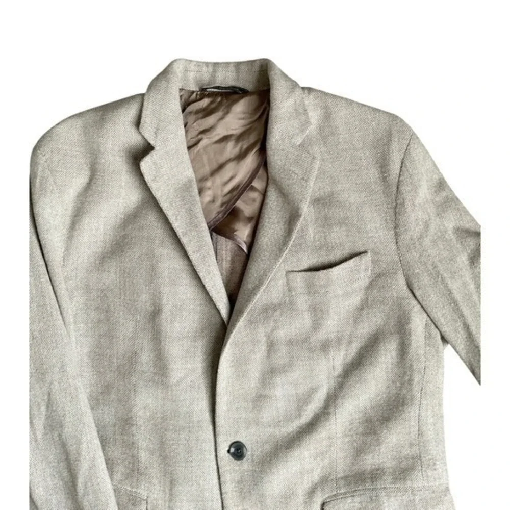 Jack Victor Mens Light Tan cream‎ wool silk Blend Sport Coat blazer sz 46R